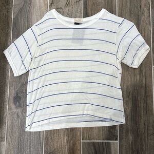 John Galt white and blue striped tee